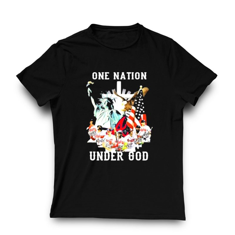 Atlanta Braves American Flag T-Shirt - One Nation Under God Design - Image 3