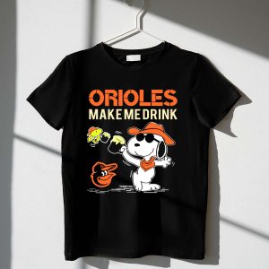 Baltimore Orioles Snoopy Fans T-Shirt - Make Me Drink Design