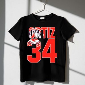 Boston Red Sox Ortiz 34 Iconic Logo T-Shirt For Fans