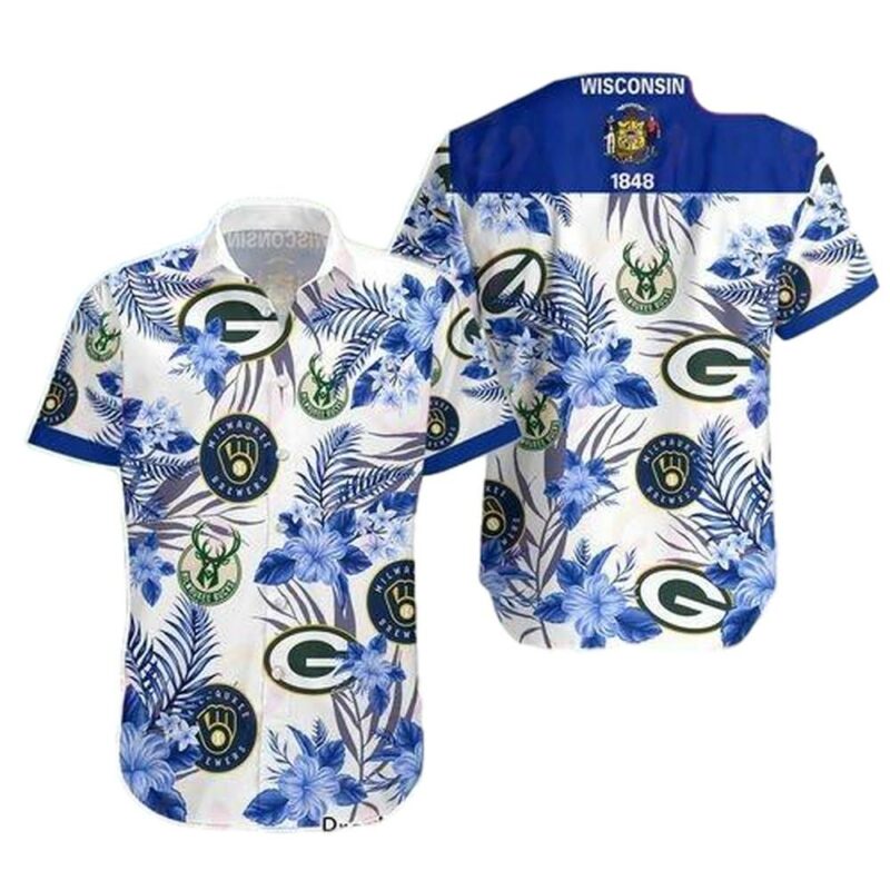 Packers milwaukee brewers milwaukee bucks hawaiian shirt 1.jpg