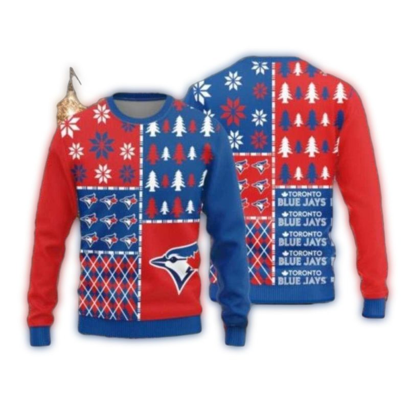 Patchwork Design Toronto Blue Jays Christmas Ugly Sweater 1
