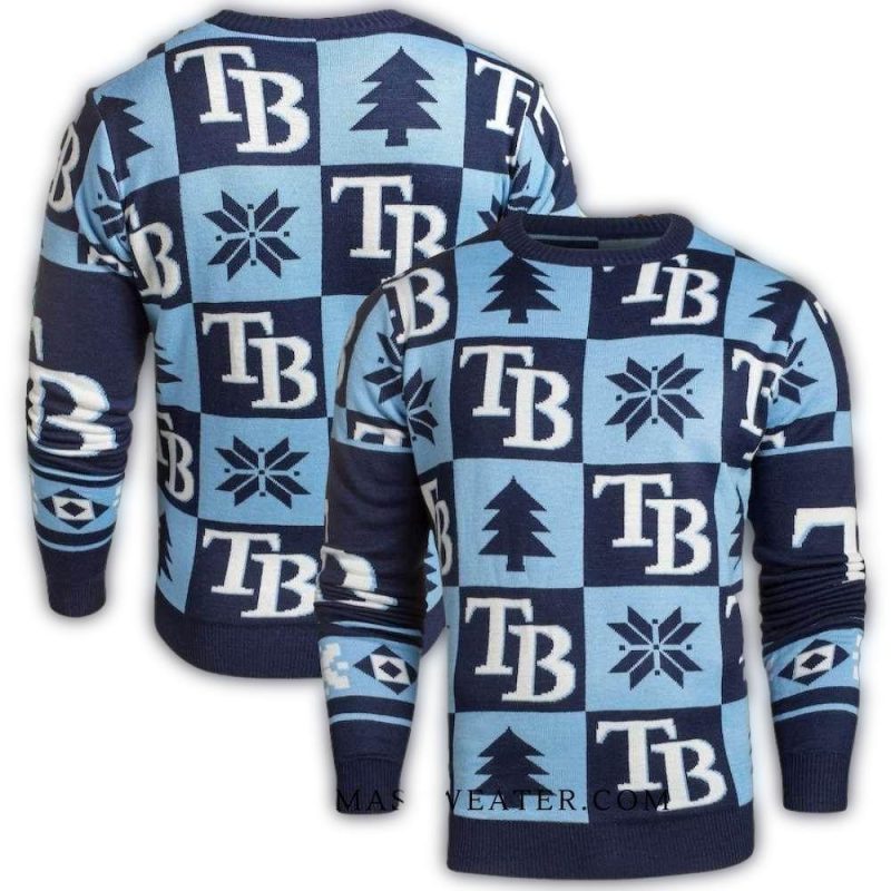 Patchwork TB Logo Tampa Bay Rays Ugly Christmas Sweater 1