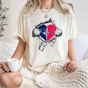 Patriots Braves It'S In My Heart Football Baseball Fan T-Shirt