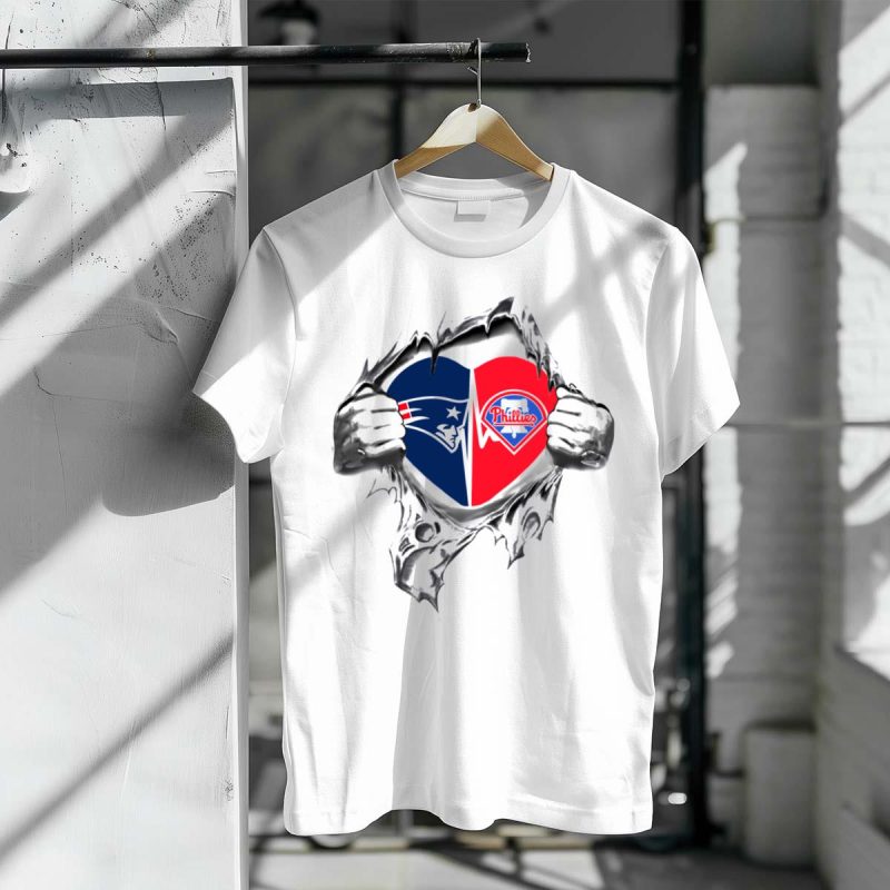 Patriots Phillies Heart Logo T-Shirt with Ripped Hands Design for Fans - Image 3