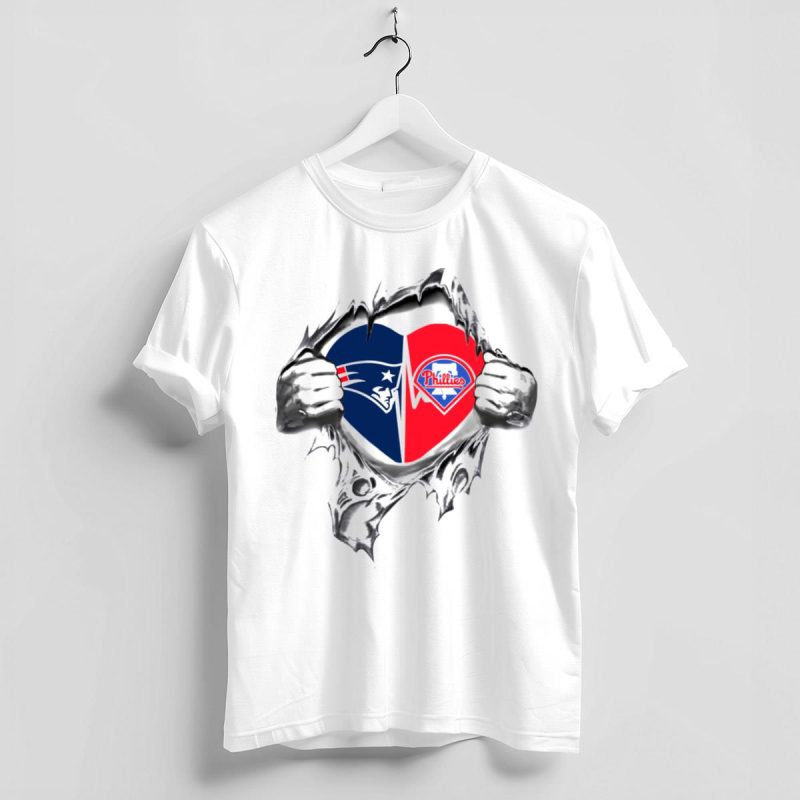 Patriots Phillies Heart Logo T-Shirt with Ripped Hands Design for Fans - Image 4