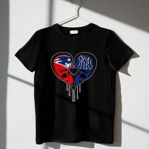 Patriots Yankees Skull Heart Fusion Graphic T-Shirt For Fans