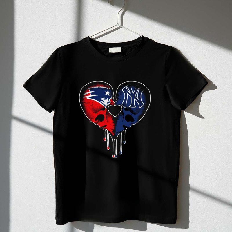 Patriots Yankees Skull Heart Fusion T Shirt t shirt 1 1