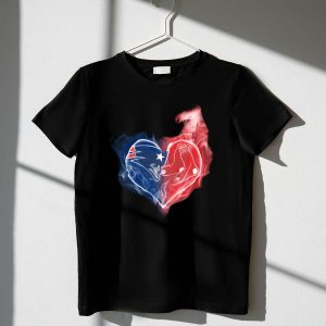 Patriots & Boston Red Sox Heart Fusion T-Shirt For Sports Fans