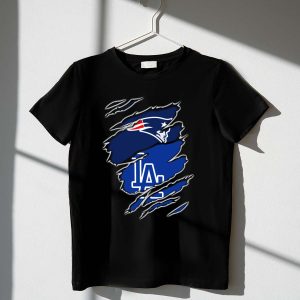 Patriots & La Dodgers Torn Fabric T-Shirt - Unique Sports Tee