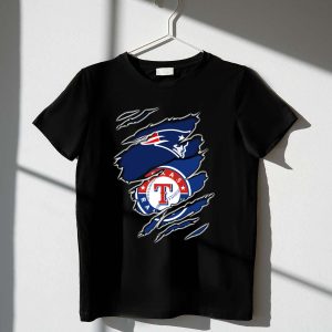 Patriots & Texas Rangers Logo Fusion T-Shirt - Unique Sports Tee