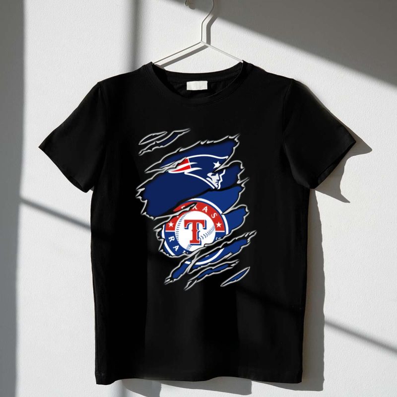 Patriots and Texas Rangers Logos Fusion T Shirt t shirt 1 1