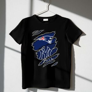 Patriots Vs Yankees Logo Fusion T-Shirt - Unique Sports Fan Apparel