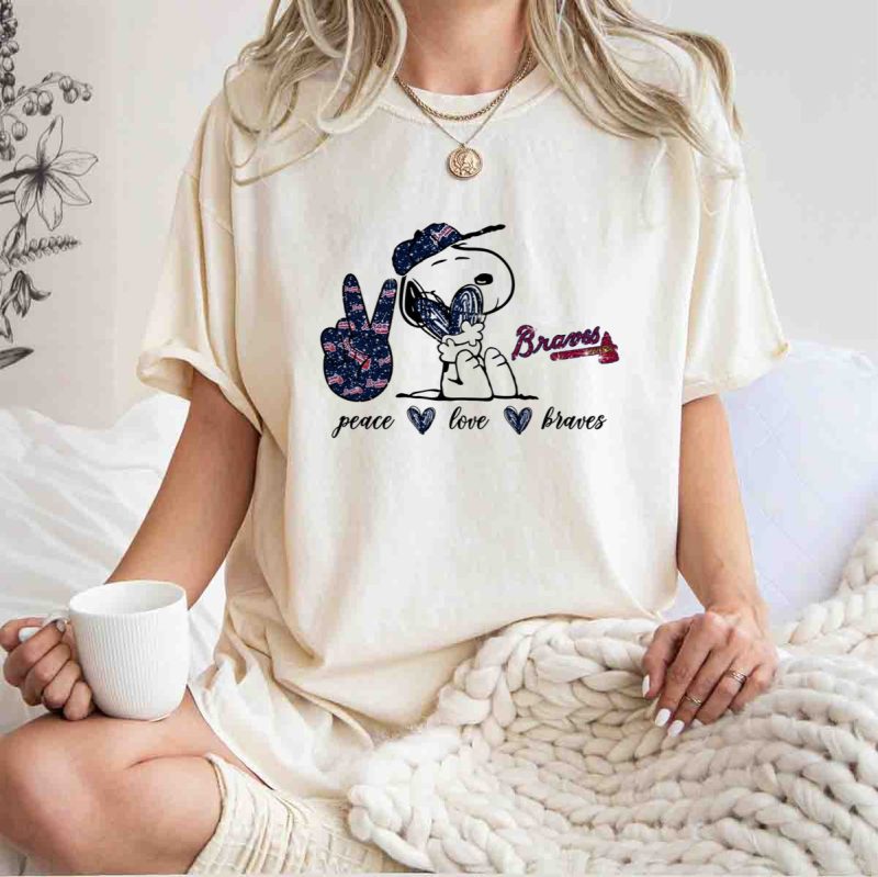 Snoopy Fan T-Shirt - Peace Love Braves Graphic Tee For Sports Lovers