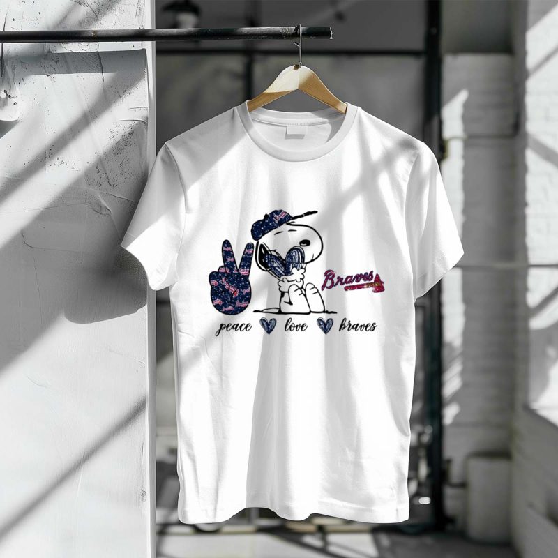 Snoopy Fan T-Shirt - Peace Love Braves Graphic Tee For Sports Lovers - Image 3