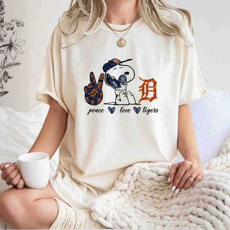 Peace Love Detroit Tigers Snoopy Baseball Fan T Shirt t shirt 1 1