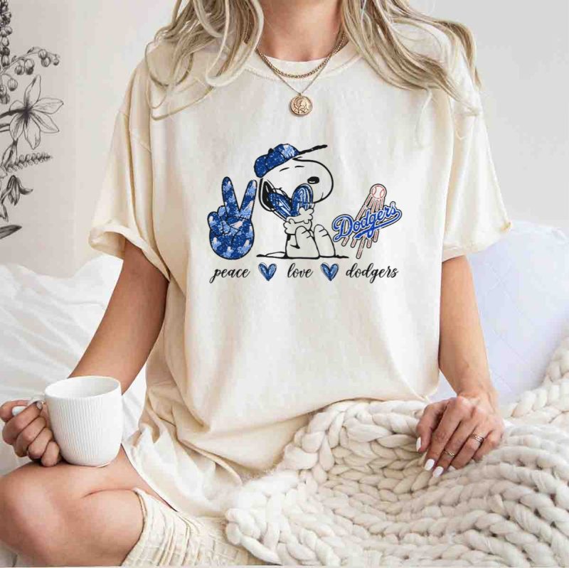 Peace Love Dodgers Peanuts Snoopy Baseball T Shirt.jpeg t shirt 1 1
