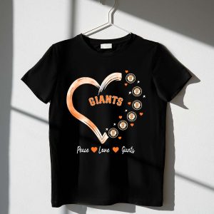 Peace Love Giants San Francisco Giants Baseball Heart Icon T-Shirt