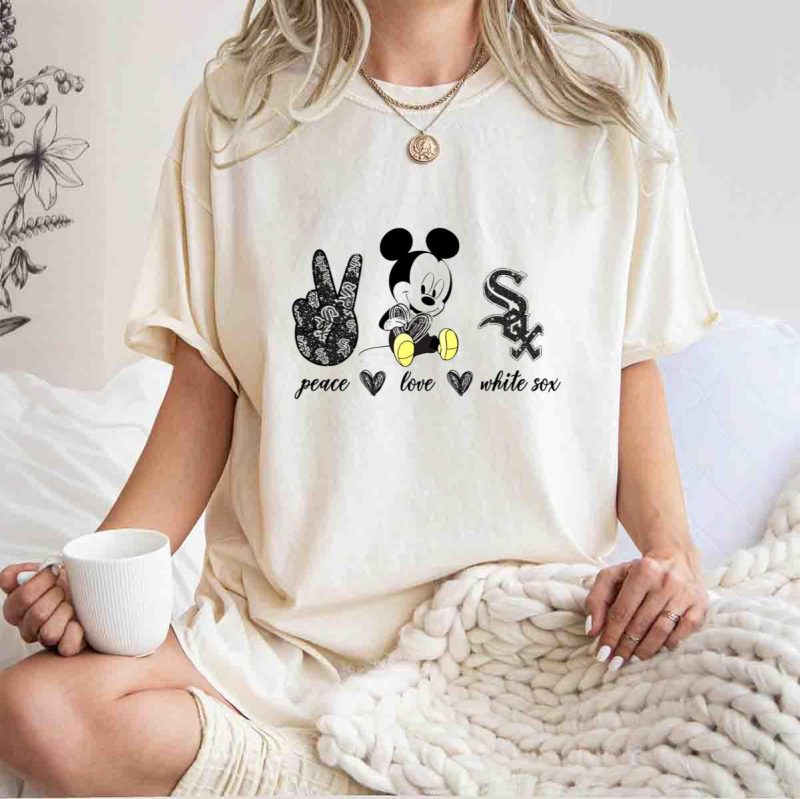 Peace Love Mickey Mouse Chicago White Sox T Shirt t shirt 1 1