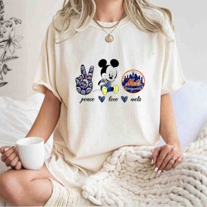 Mickey Mouse Peace Love New York Mets T-Shirt For Fans