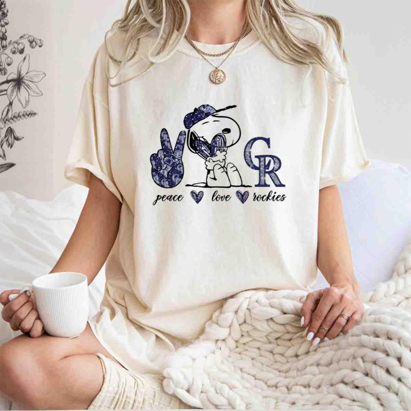 Peace Love Snoopy Colorado Rockies CR T Shirt t shirt 1 1