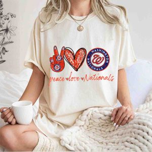 Peace, Love, And Washington Nationals T-Shirt For Fans