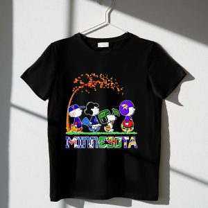 Peanuts Characters Fall T-Shirt Featuring Minnesota Twins, Vikings & Timberwolves