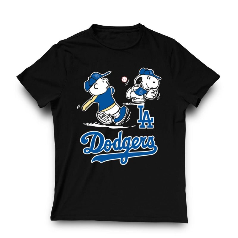 Charlie Brown & Snoopy Baseball Los Angeles Dodgers T-Shirt - Image 3