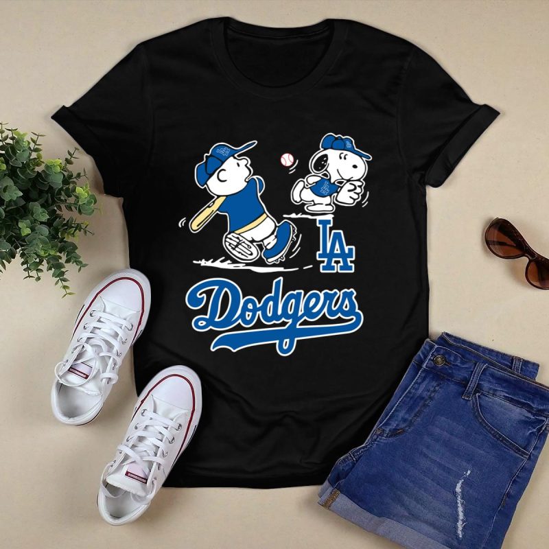 Charlie Brown & Snoopy Baseball Los Angeles Dodgers T-Shirt - Image 5