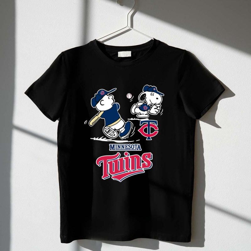 Peanuts Charlie Brown And Snoopy Playing Baseball Minnesota Twins Shirt t shirt 1 1