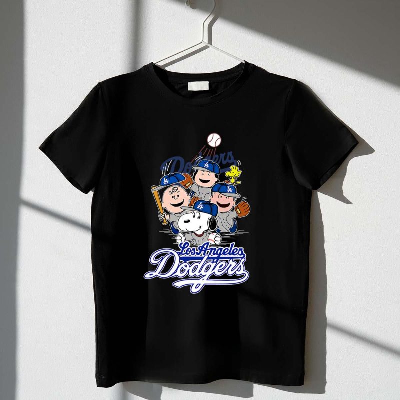 Snoopy Peanuts Gang Los Angeles Dodgers Baseball T-Shirt for Fans