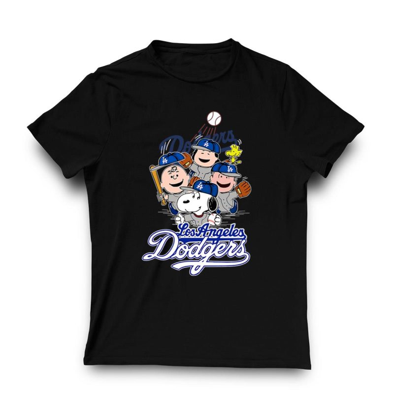 Snoopy Peanuts Gang Los Angeles Dodgers Baseball T-Shirt for Fans - Image 3