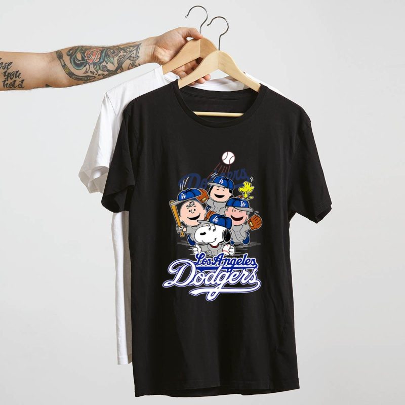 Snoopy Peanuts Gang Los Angeles Dodgers Baseball T-Shirt for Fans - Image 4