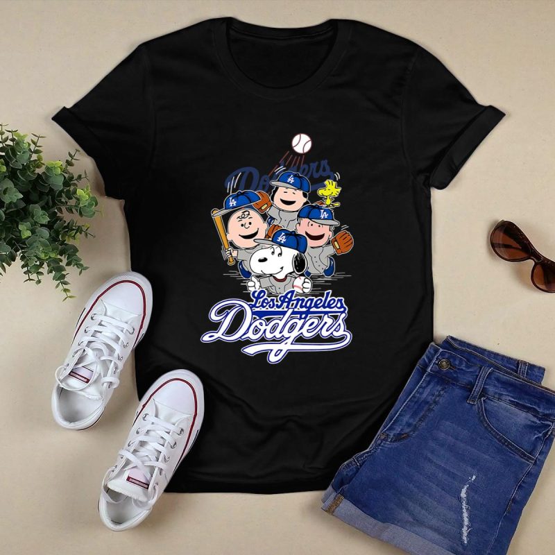 Snoopy Peanuts Gang Los Angeles Dodgers Baseball T-Shirt for Fans - Image 5