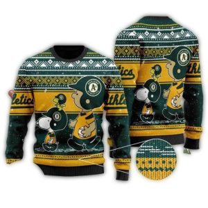 Peanuts Gang Oakland Athletics Holiday Sweatshirt For Christmas Cheer