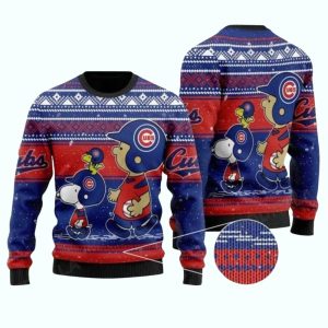 Peanuts Snoopy And Woodstock With Chicago Cubs Ugly Sweater