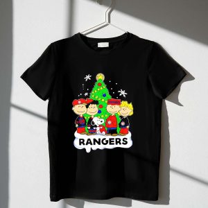 Snoopy Christmas Tree Texas Rangers T-Shirt For Winter Holidays