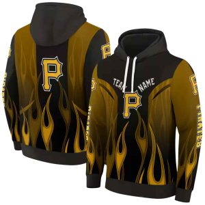 Peronalized Pittsburgh Pirates Flame All Over Print Hoodie