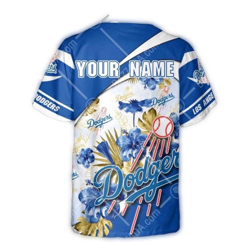 Personalized Los Angeles Dodgers Tropical Floral Hawaiian Shirt - Image 2