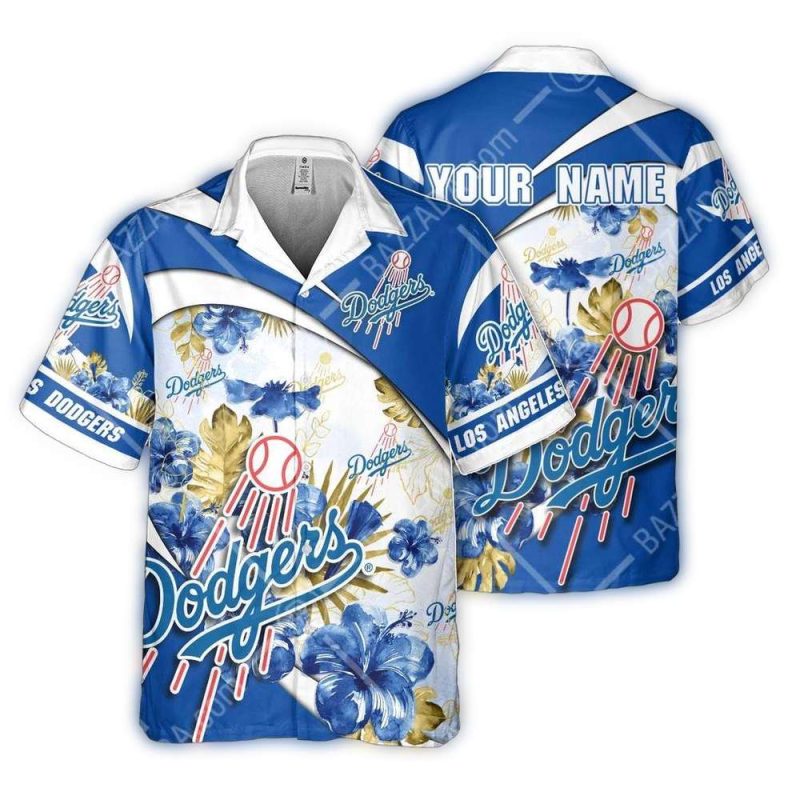 Personalized Los Angeles Dodgers Tropical Floral Hawaiian Shirt - Image 3
