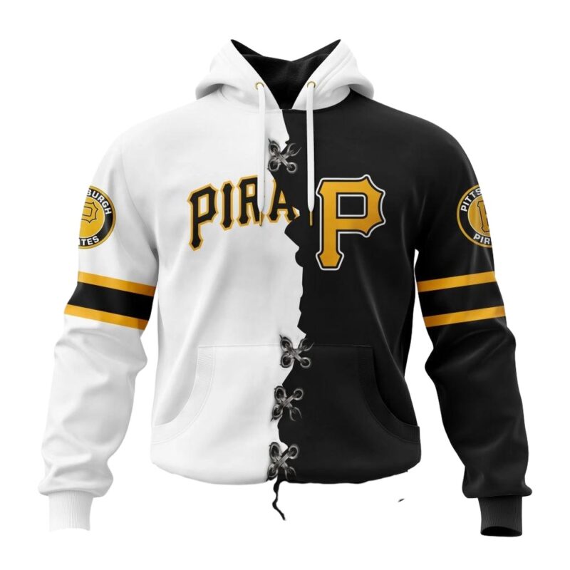 Custom Pittsburgh Pirates Black and White Graphic Hoodie for Fans - Image 2