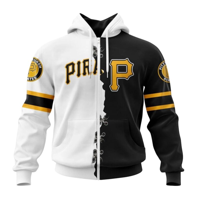 Custom Pittsburgh Pirates Black and White Graphic Hoodie for Fans - Image 3