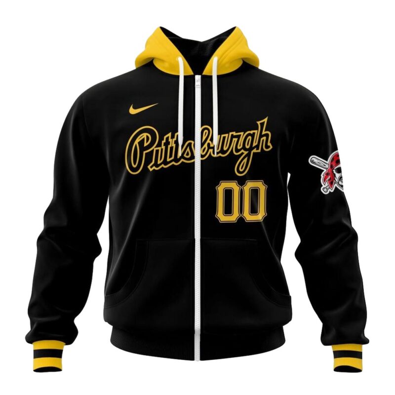 Custom Pittsburgh Pirates Logo Black All Over Print Unisex Hoodie - Image 3