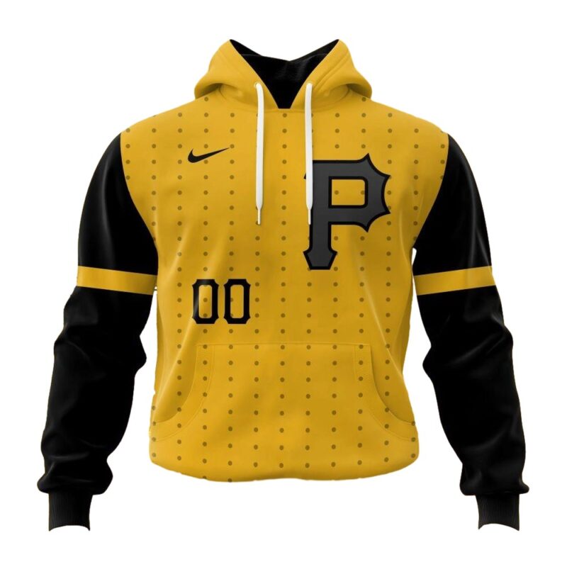 Custom Pittsburgh Pirates Logo Black and Yellow Graphic Hoodie for Fans - Image 2