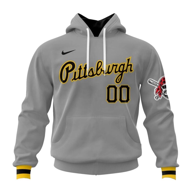 Personalized Pittsburgh Pirates Logo Heart Graphic Unisex Gray Hoodie - Image 2