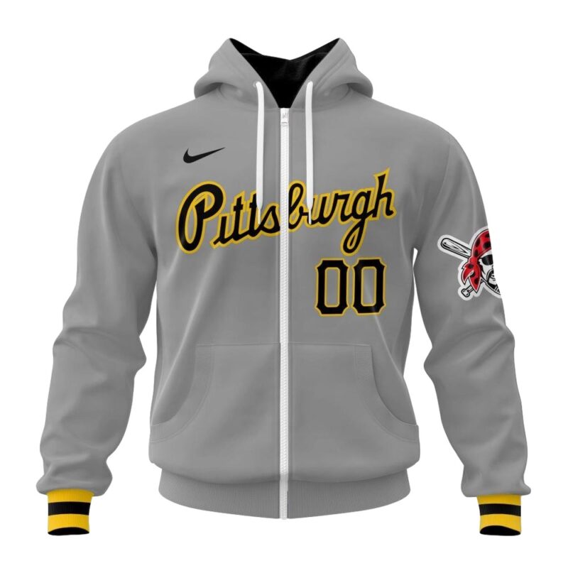 Personalized Pittsburgh Pirates Logo Heart Graphic Unisex Gray Hoodie - Image 3
