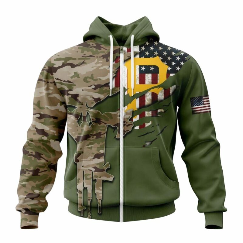 Personalized Pittsburgh Pirates Camo Hoodie for Veterans Day - Unisex Graphic Sweatshirt - Image 3