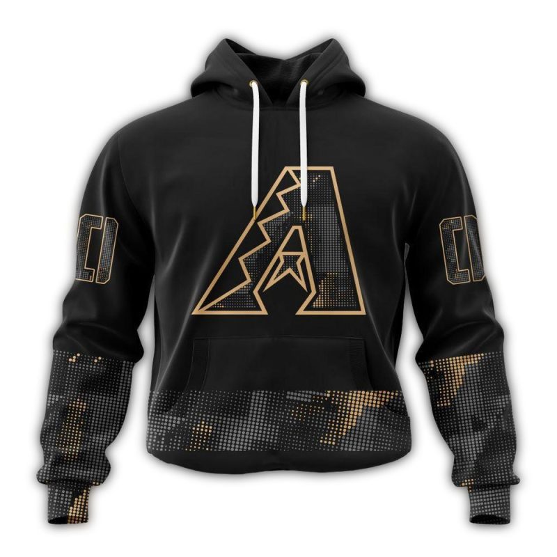 Personalized Arizona Diamondbacks Armed Forces Day Black AOP Hoodie 1