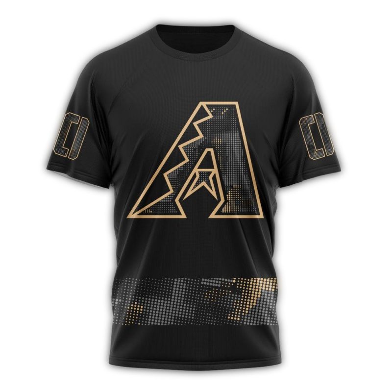 Personalized Arizona Diamondbacks Armed Forces Day Black AOP T Shirt 1