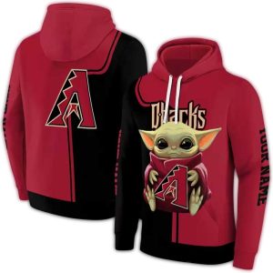 Personalized Arizona Diamondbacks Baby Yoda All Over Print Hoodie