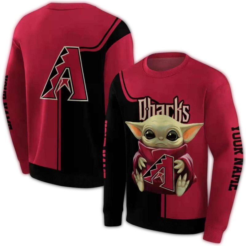 Personalized Arizona Diamondbacks Baby Yoda AOP Sweatshirt 1